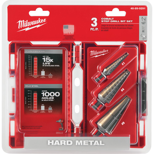 Step Drill Bit Set, 3 Pieces, High Speed Cobalt Kelford
