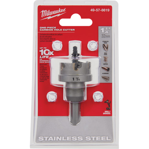 One-Piece Carbide Hole Cutters, 1-1/4", 3/16" Depth of Cut Kelford