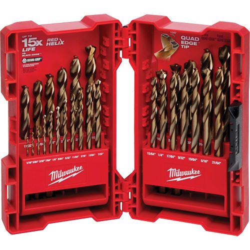 Red Helix Drill Bit Set, 29 Pieces, Cobalt Kelford