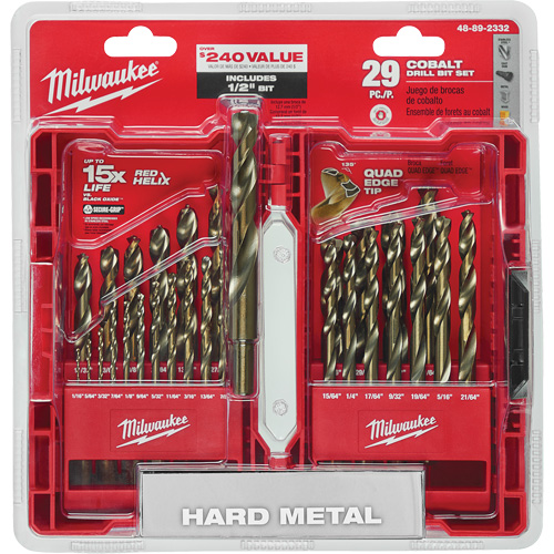 Red Helix Drill Bit Set, 29 Pieces, Cobalt Kelford
