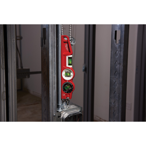 Die Cast Torpedo Level with 360 Degree Locking Vial, 10" L, Aluminum, 3 Vials, Magnetic Kelford