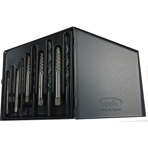 DRILLCO Screw Extractor Set with Drills, Carbide, 10 Pieces Kelford