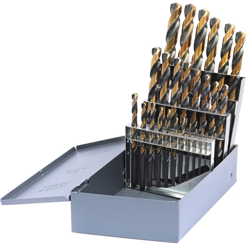 Jeu de forets m&eacute;triques courts DRILLCO, 25 morceaux, Acier rapide Kelford