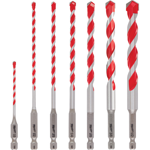 Grand jeu de forets pour perceuse &agrave; percussion Shockwave, 7 morceaux, Carbure Kelford