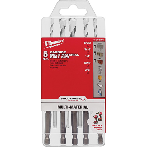 Shockwave Multi-Material Drill Bit Set, 5 Pieces, Carbide Kelford