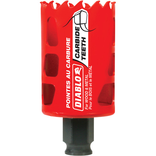 Wood & Metal Hole Saw, 1-3/4", 2-3/8" Depth of Cut, Carbide Kelford