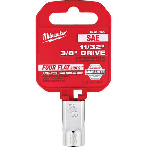 SAE Socket with Four Flat Sides, 11/32", 3/8" Drive, 6 Points Kelford