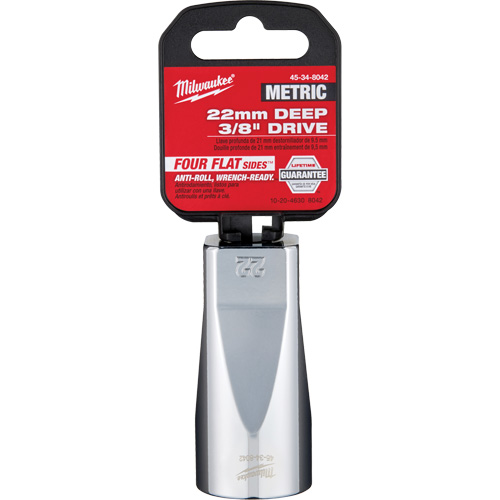 Metric Socket with Four Flat Sides, 22 mm, 3/8" Drive, 6 Points, Deep Kelford