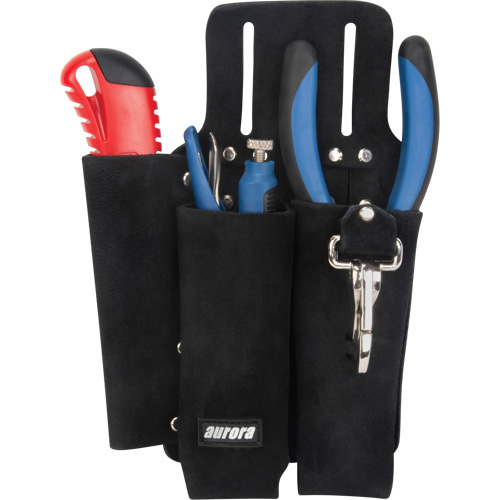 Porte-outils pour monteur de ligne, Porte-outil multiple, Cuir, 3 Poches Kelford