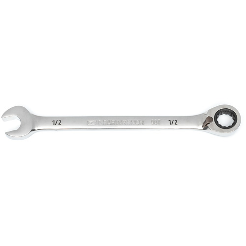 90-Tooth Reversible Ratcheting Wrench, 12 Point, 1/2", Chrome/Polished Finish Kelford