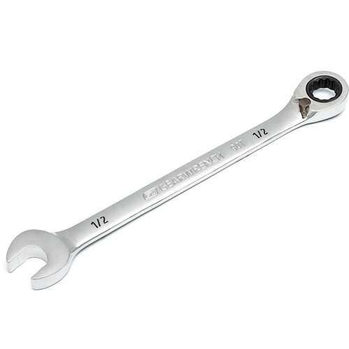 90-Tooth Reversible Ratcheting Wrench, 12 Point, 1/2", Chrome/Polished Finish Kelford