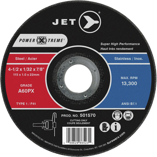 A46PX Power-Xtreme Cut-Off Wheel, 4-1/2" x 1/16", 7/8" Arbor, Type 1, 13300 RPM Kelford