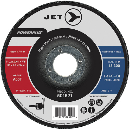 A60T PowerPlus Cut-Off Wheel, 4-1/2" x 3/64", 7/8" Arbor, Type 27, 13300 RPM Kelford