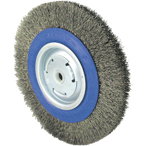 Crimped Wire Wheel Brushes, 8" Dia., 0.014" Fill, 1/2" - 5/8" - 2 Arbor Kelford