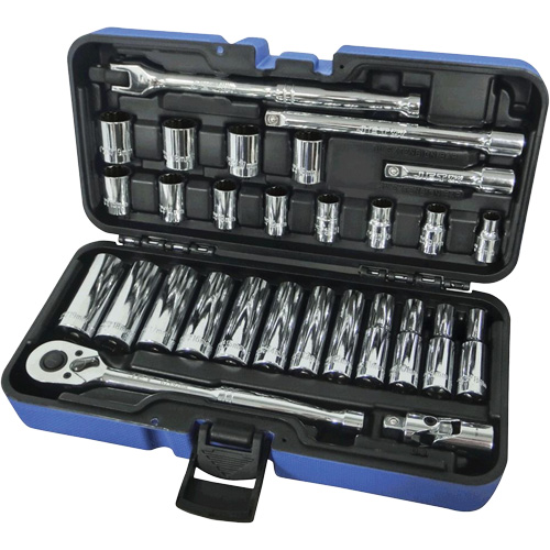 Jeux Rochets & douilles &agrave; 12 pans combin&eacute;s, 30 Mcx, Prise de 3/8", Profond Kelford