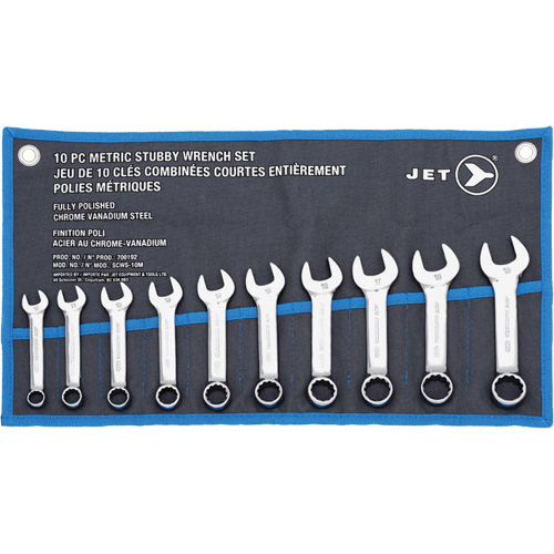 SCWS-10M Stubby Wrench Sets, Combination, 10 Pieces, Metric Kelford