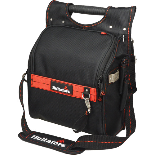 Zippered Professional Electrician's Tool Pouch, Ballistic Polyester, 19 Pockets, Black/Red Kelford