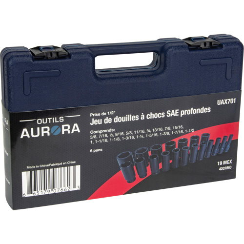 Jeu de douilles SAE, 19 Mcx, Chocs, Prise de 1/2", Profond Kelford