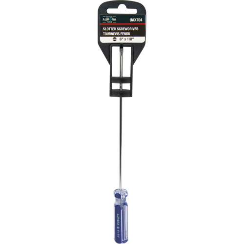 Tournevis &agrave; fente bleu transparent avec bandes, Tige de 1/8", Ronde, Prise en Plastique Kelford