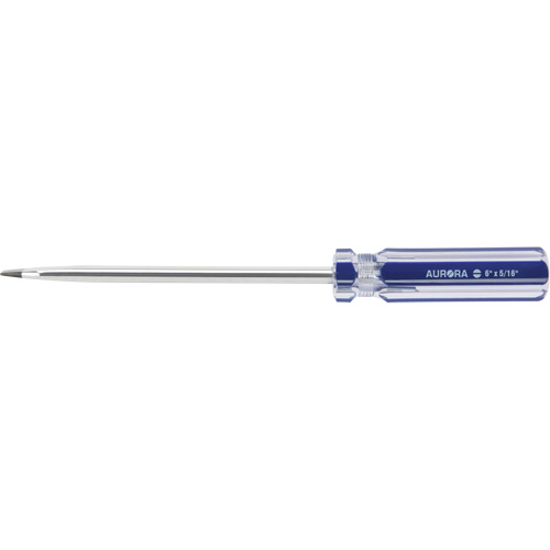 Tournevis &agrave; fente bleu transparent avec bandes, Tige de 5/16", Ronde, Prise en Plastique Kelford