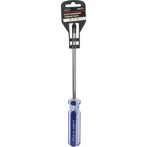 Tournevis Philips bleu transparent avec bandes, #3, Prise Plastique Kelford