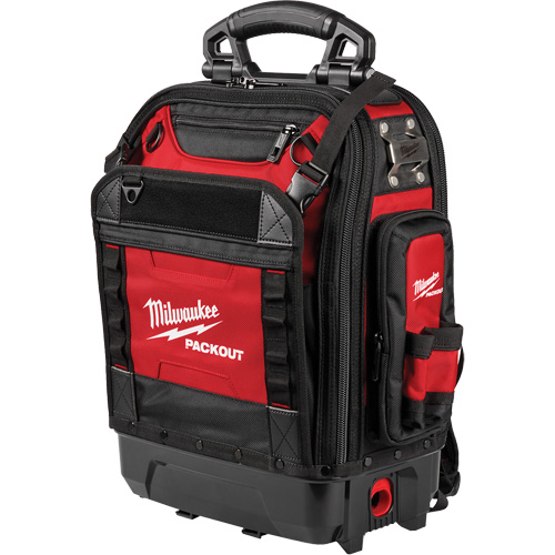 PackOut Structured Backpack, 9-1/2" L x 18" W, Black/Red, Polyester Kelford