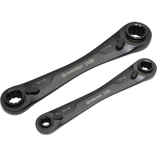X6 4-in-1 Black Oxide Spline Ratcheting SAE Wrench Set, 2 Pieces, Imperial Kelford