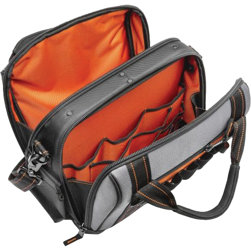 Sac ouvert de 14" pour outils d'ouvrier, Polyester, 32 pochettes, Noir/Gris Kelford