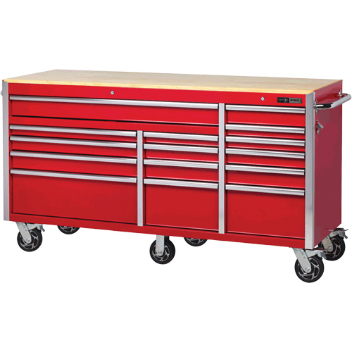 PRC7215 Armoire roulante de s&eacute;rie Pro, 15 tiroirs, 72" la x 24" p x Rouge Kelford