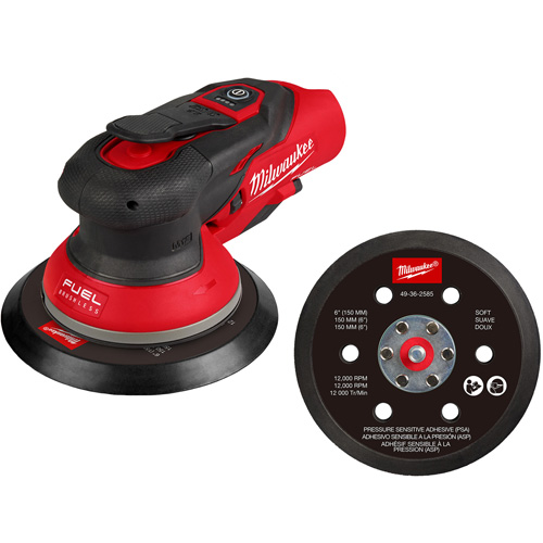 M12 FUEL 6" Random Orbital Sander, 6" Sand Paper, 12 V Kelford