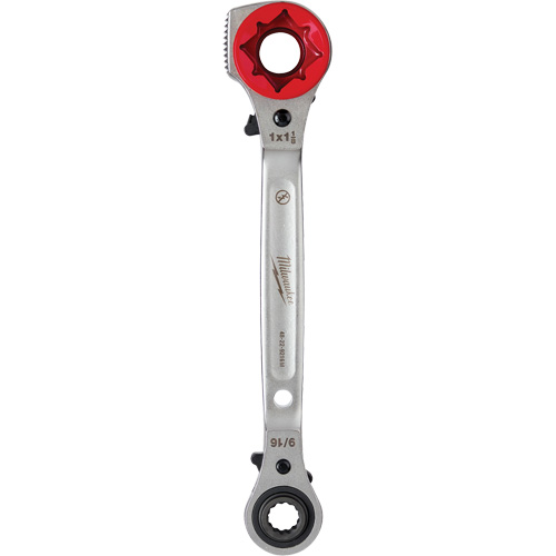 Lineman's 5-in-1 Ratcheting Wrench with Milled Strike Face, 3/4"/1"/1-1/8" Drive, Ergonomic Handle Kelford