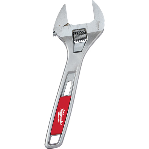 Wide Jaw Adjustable Wrench, 8" L, Chrome Kelford