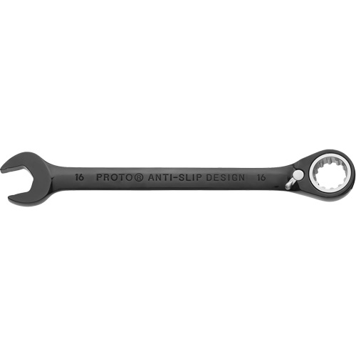 Metric Spline Combination Reversible Ratcheting Wrench, Black/Chrome Finish Kelford