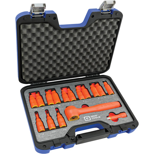 3/8" Drive SAE & Metric Hex Bit Insulated Socket and Attachment Set, 1000 V, 16 Pcs Kelford