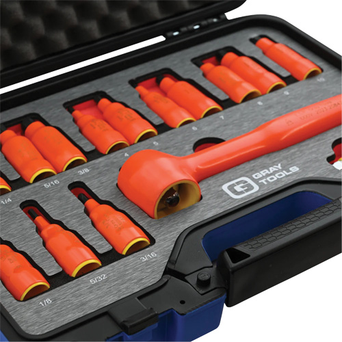3/8" Drive SAE & Metric Hex Bit Insulated Socket and Attachment Set, 1000 V, 16 Pcs Kelford