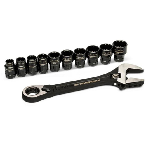 Ensemble de cl&eacute;s ajustable Pass-Thru 11 morceaux, 8" lo, la max. 1-1/8", Chrome/Poli Kelford
