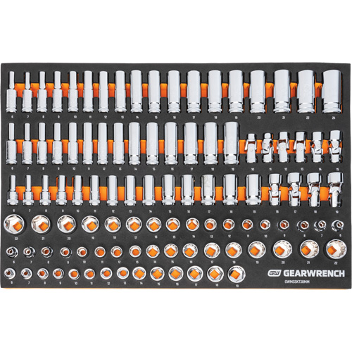 MEGAMOD Metric Mechanics Tool Set in Modular Foam Trays with Rolling Cabinet, 358 Pieces Kelford
