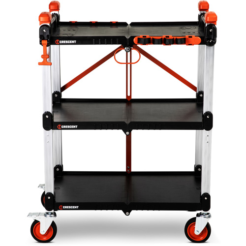 Chariot de chantier pliable &agrave; 3 &eacute;tag&egrave;res SITERUNNER, 30-3/5" lo x 20" la x 42-1/2" h, Noir Kelford