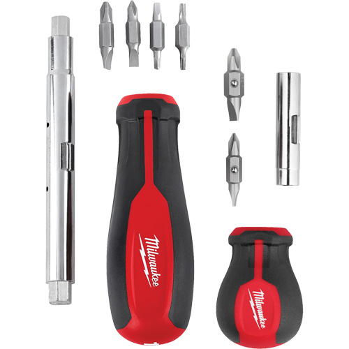 11-in-1 Multi-Bit Screwdriver & 6-in-1 Stubby Multi-Bit Screwdriver Set, 3"/9-4/5" L, Cushion Grip Handle Kelford
