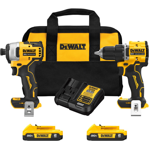 Ensemble de tournevis &agrave; chocs & tournevis/perceuse compact et sans balai ATOMIC, Lithium-ion, 20 V Kelford