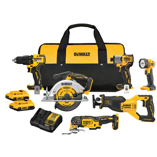 Ensemble de six outils &agrave; moteur sans balai V20, Lithium-ion, 20 V Kelford