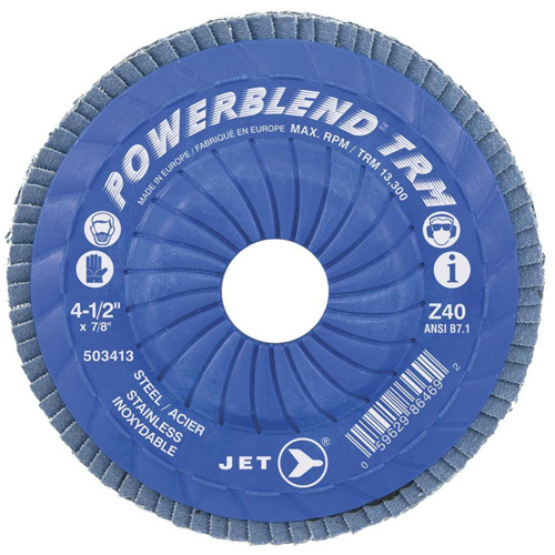 POWERBLEND TRM Trimmable Flap Disc, 4-1/2" x 7/8", Type 29, Z120 Grit, Zirconia Alumina Kelford