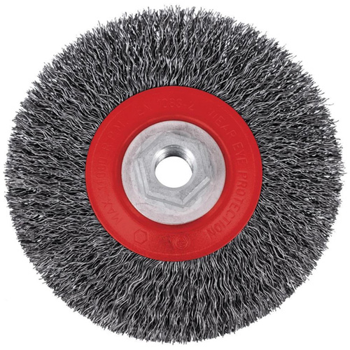 5C14T High Performance Crimped Wire Brush, 5" Dia., 0.014" Fill, 5/8"-11NC Arbor Kelford