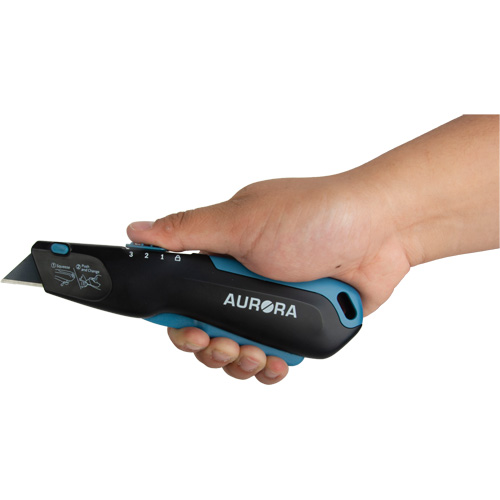 Couteau de s&eacute;curit&eacute; r&eacute;tractable , Acier inoxydable, Robuste, Prise en Plastique/Aluminium Kelford