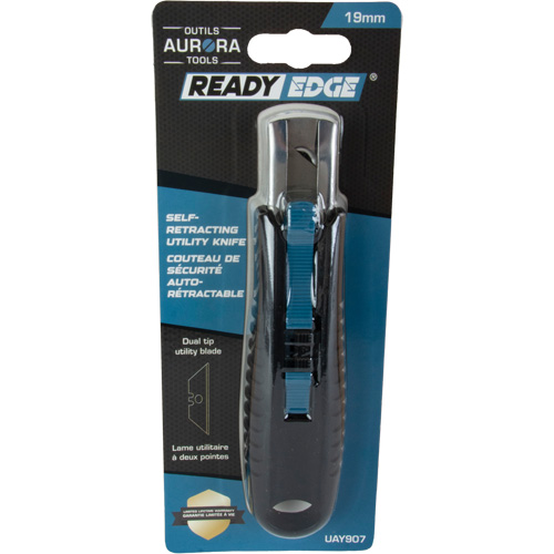 Couteau de s&eacute;curit&eacute; r&eacute;tractable standard, Acier inoxydable, Prise en Caoutchouc Kelford