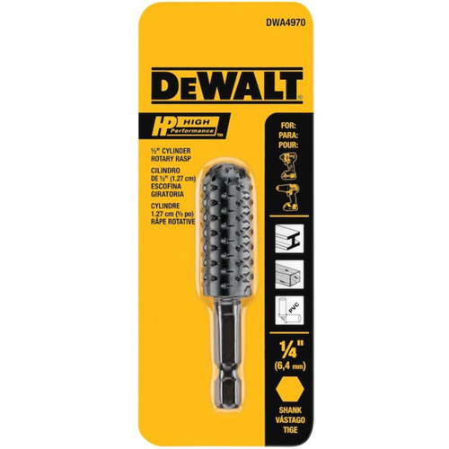 R&acirc;pe rotative cylindrique haute performance 1/2" avec tige hexagonale 1/4" Kelford