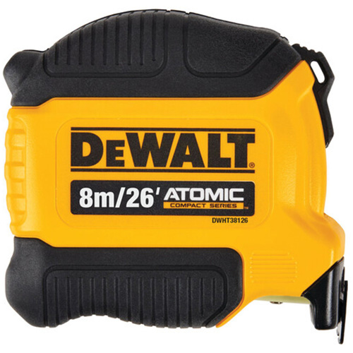 ATOMIC COMPACT SERIES Tape Measure, 26'/8 m, Imperial & Metric Graduations Kelford
