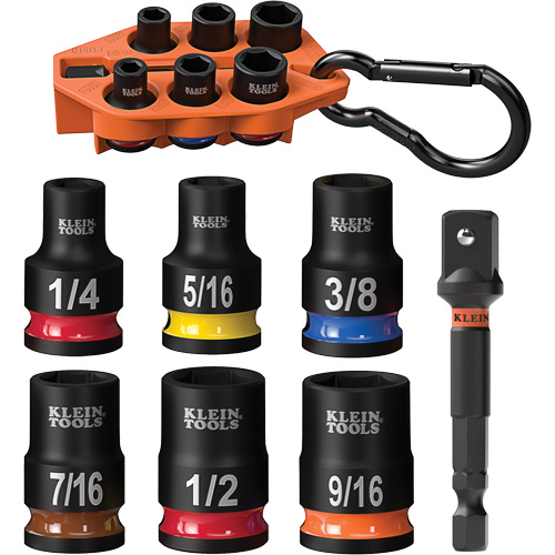 Grab-And-Go Impact Socket Set, SAE, 7 Pcs, Impact, 3/8" Drive Size Kelford