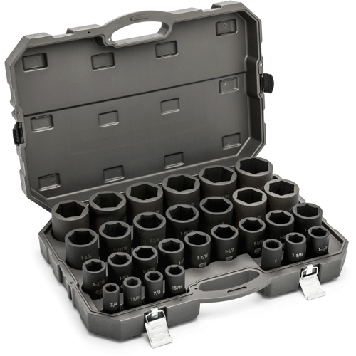 6 Point SAE Socket Set, 29 Pcs, Impact, 3/4" Drive Size, Deep Kelford