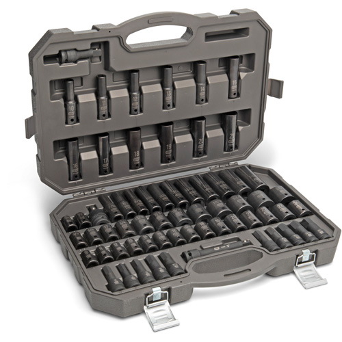 6 Point SAE/Metric Master Socket Set, 80 Pcs, Impact, 3/8" Drive Size, Deep Kelford